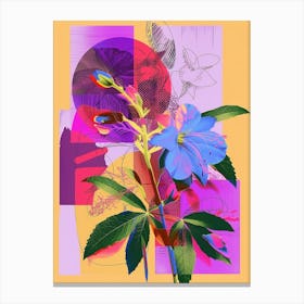 Evening Primrose 3 Neon Flower Collage Canvas Print