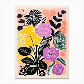 Colourful Flower Still Life Risograph Style 27 Canvas Print