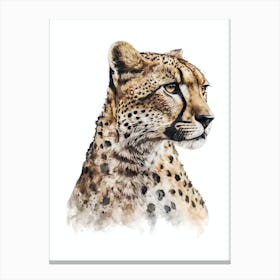 Watercolor Painting Portrait Of A Cheetah Canvas Print