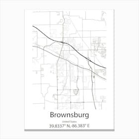 Brownsburg,United States Minimalist Map Canvas Print