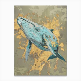 Blue Whale Precisionist Illustration 2 Canvas Print
