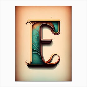 E, Letter, Alphabet Retro Drawing 3 Canvas Print