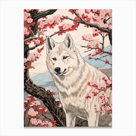 Arctic Wolf Vintage Japanese 1 Canvas Print
