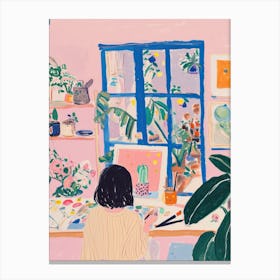 Girl Artist Studio Lo Fi Kawaii Illustration 2 Canvas Print