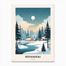 Winter Night  Travel Poster Rovaniemi Finland Canvas Print
