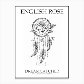 English Rose Dreamcatcher Line Drawing 2 Poster Canvas Print