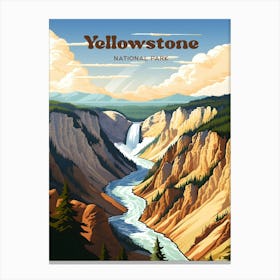 Yellowstone National Park Hiking Travel Illustration Canvas Print