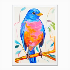 Colourful Bird Painting Eastern Bluebird 2 Canvas Print