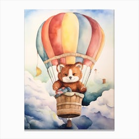 Baby Red Panda 1 In A Hot Air Balloon Canvas Print
