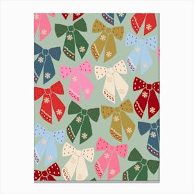 Retro Christmas Bows Coquette Canvas Print