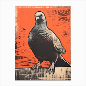 Pigeon, Woodblock Animal Drawing 3 Canvas Print