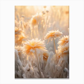 Frosty Botanical Calendula Canvas Print