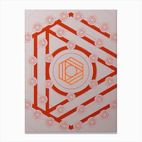 Geometric Glyph Abstract Circle Array in Tomato Red n.0163 Canvas Print