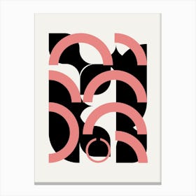Geometrical Semi Circles In Pink Canvas Print