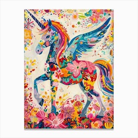 Floral Unicorn With Wings Painting 2 Canvas Print