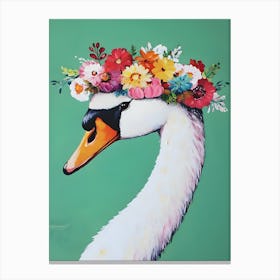 Swan With Flower Crown Canvas Print