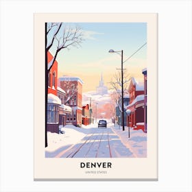 Vintage Winter Travel Poster Denver Colorado 1 Canvas Print