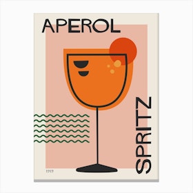 Aperol Spritz Pink Retro Cocktail  Canvas Print