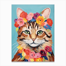 Norwegian Forest Cat With A Flower Crown Painting Matisse Style 4 Canvas Print