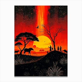 Sunset In Africa Illustration Leinwandbild