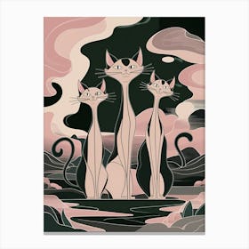 Three Cats In The Sky Canvas Print