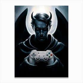 Devil With Video Game Controller Canvas Print