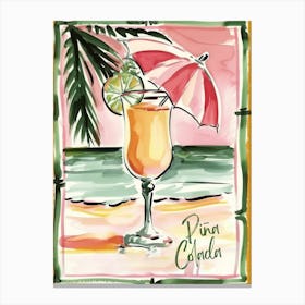 Pina Colada Cocktail Art Kitchen Umbrella Canvas Print
