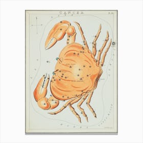 Sidney Hall’s (1831), Astronomical Chart Illustration Of The Cancer Zodiac Canvas Print