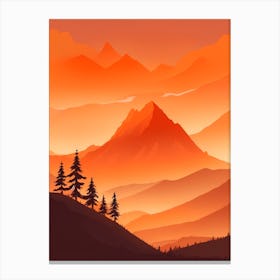 Misty Mountains Vertical Composition In Orange Tone 258 Canvas Print