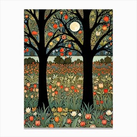 William Morris Tulips In The Moonlight Canvas Print