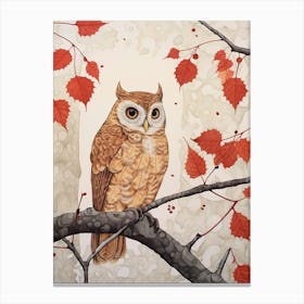 Bird Illustration Eastern Screech Owl 1 Canvas Print