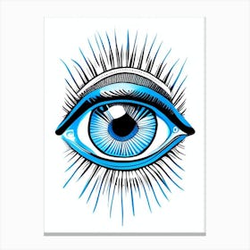 Surreal Eye, Symbol, Third Eye Blue & White 1 Canvas Print