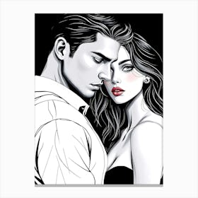 Man And A Woman Illustration Canvas Print