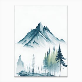 Mountain And Forest In Minimalist Watercolor Vertical Composition 212 Canvas Print