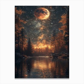 Moonlight Over A Lake Canvas Print