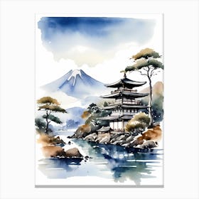 Japanese Landscape Watercolor Painting (22) 1 Canvas Print