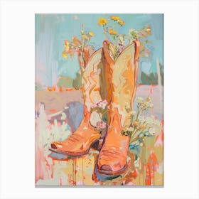 Cowboy Boots And Wildflowers Milkweed Canvas Print