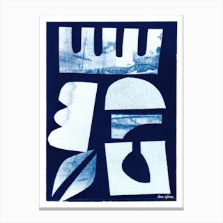 Blue Cyanotype Abstract Collage 4 Canvas Print