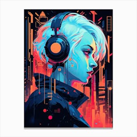 Girl With Headphones 1 Canvas Print