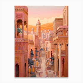 Marrakech Morocco 7 Vintage Pink Travel Illustration Canvas Print