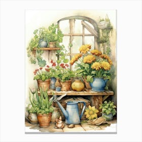 Garden Plants Watercolour 1 Canvas Print