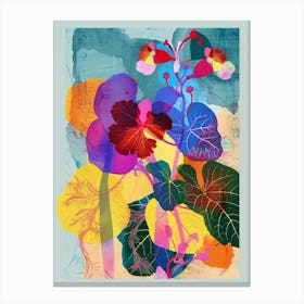 Nasturtium 1 Neon Flower Collage Canvas Print