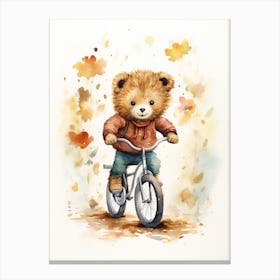 Biking Watercolour Lion Art Painting 3 Canvas Print
