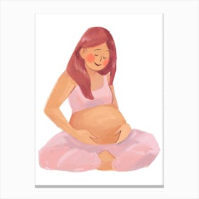 Pregnant Woman In Yoga Pose Canvas Print