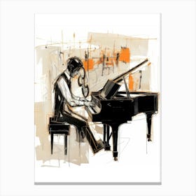 Jazz Musician Playing Piano Style Abstract Canvas Print