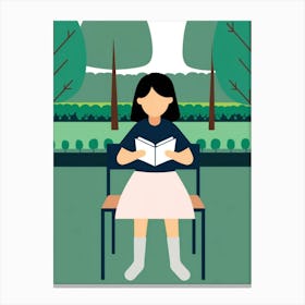 Girl Reading A Book 1 Canvas Print