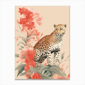 Leopard And Flowers Canvas Print