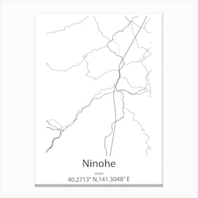 Ninohe,Japan Minimalist Map Canvas Print