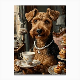 Classy Airedale At The Bar 24 Canvas Print