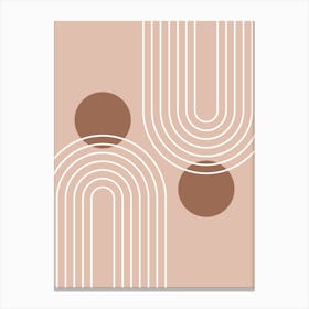 Mid Century Modern Geometric cI in Rustic Brown Mocha (Rainbow and Sun Abstraction) Canvas Print